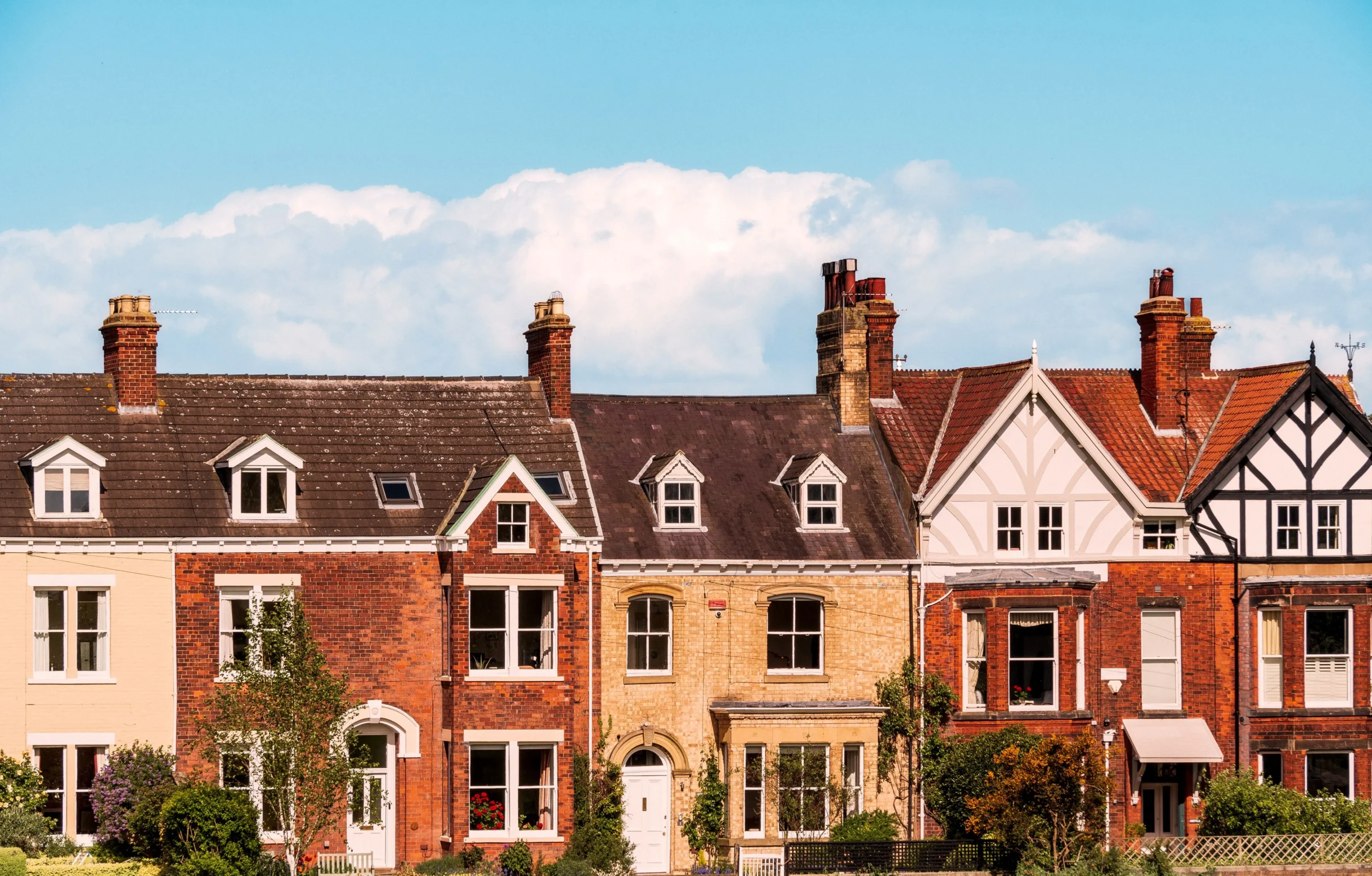 Row of traditional brick houses in a residential street – Blue Blossom survey area