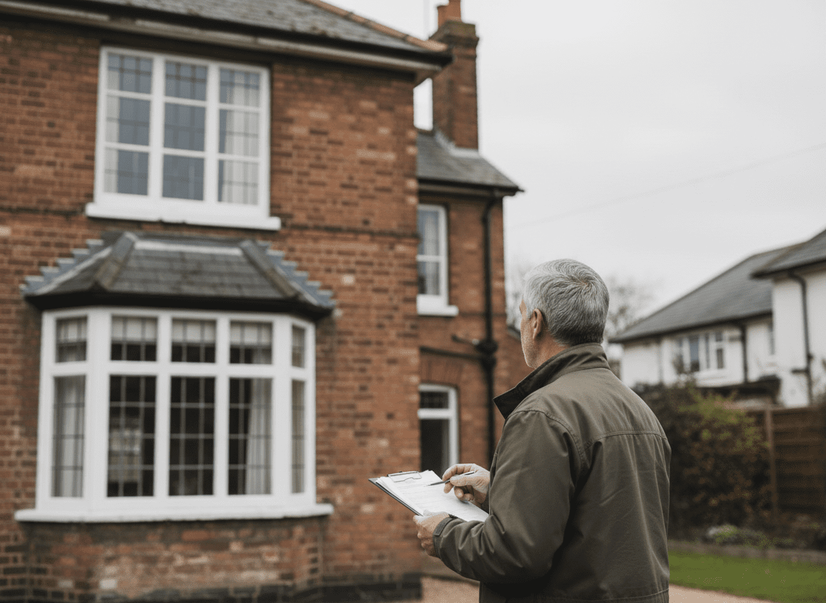 Rear view of an older residential property awaiting a building survey